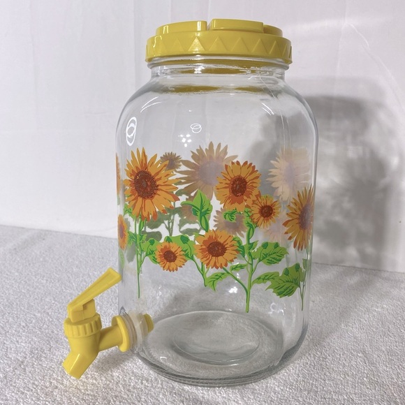 Vintage Sun Tea Sunflower Glass Beverage Dispenser Jar - Picture 4 of 12